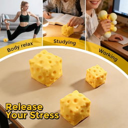 Cheese Cube Squeeze Squishy Toy