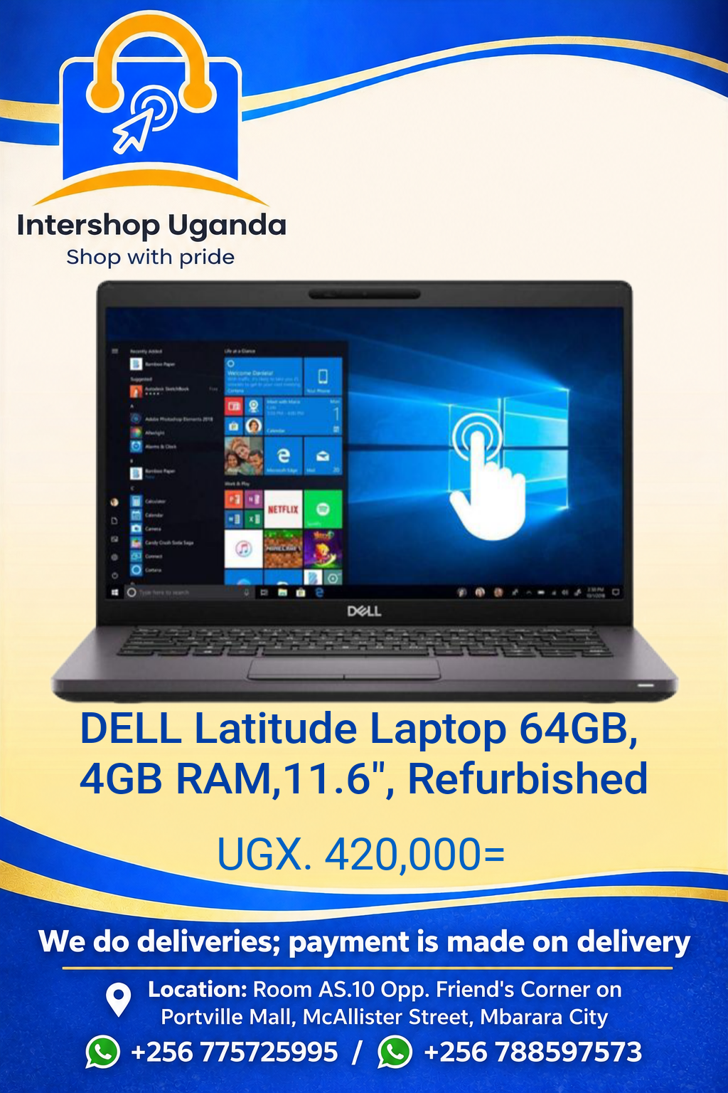 Dell Latitude Laptop 64GB, 4GB RAM, 11.6" Refurbished