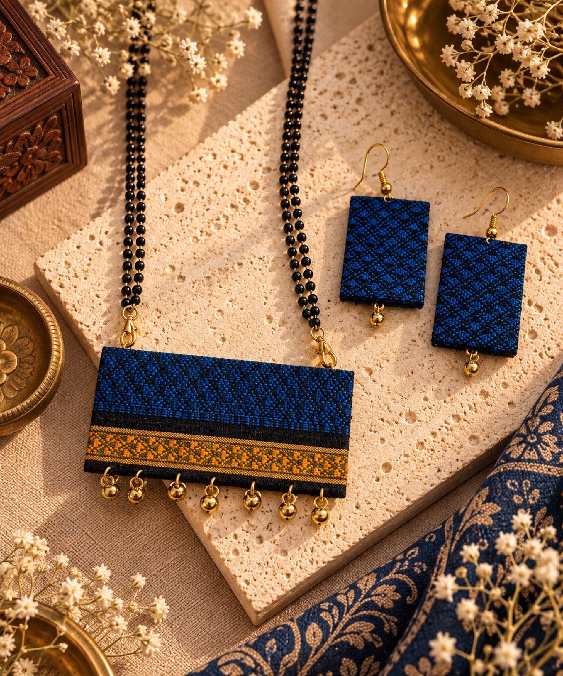 Slate Blue Heritage Rectangle Mangalsutra_0