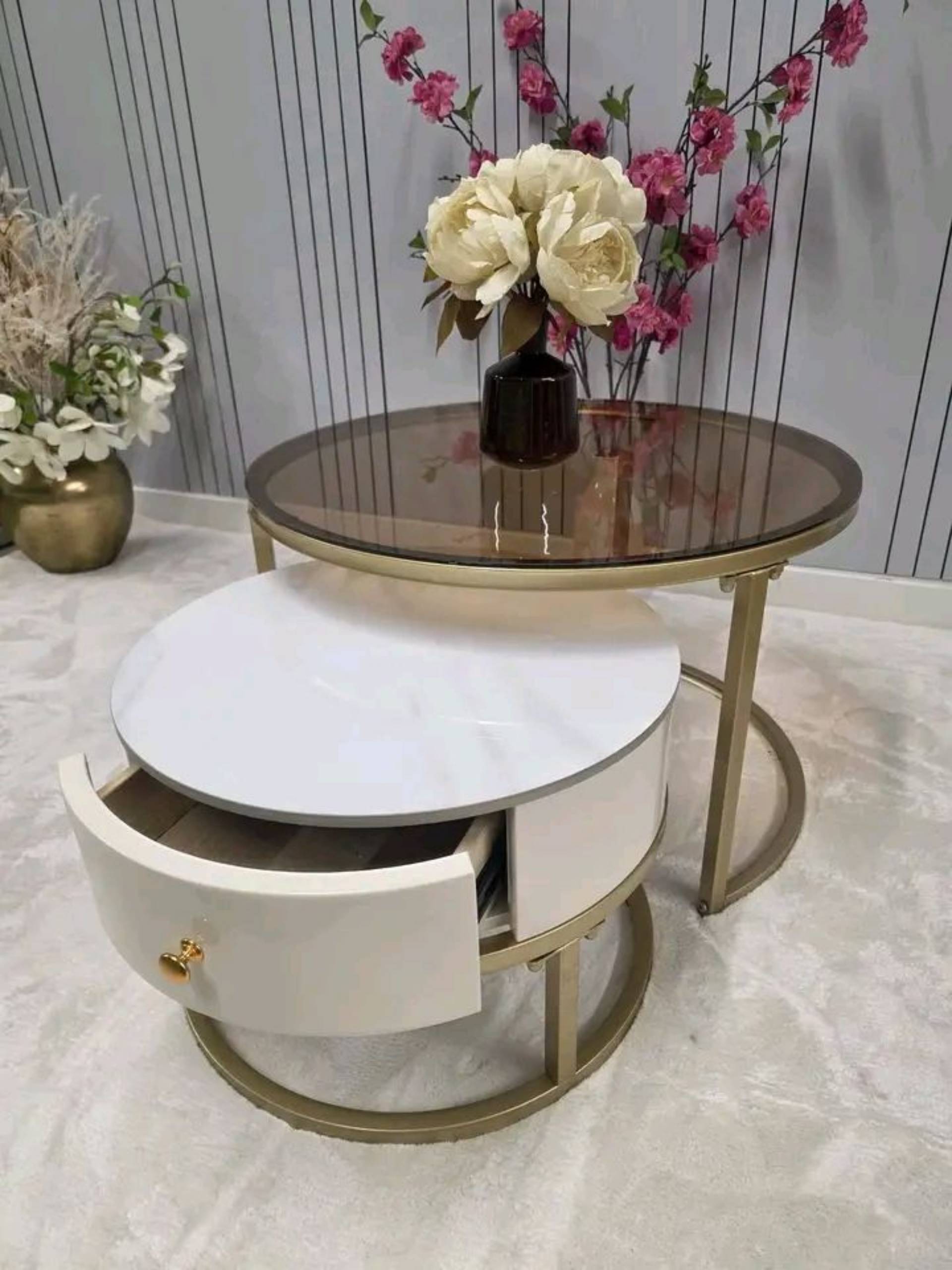 Luxury gold&black coffee table_0