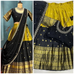 Pure kanjiveram silk full stitched Lehenga with Full stitched Designer maggam work blouse JK