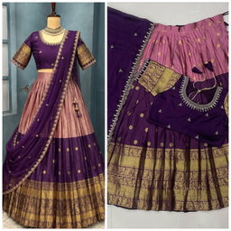 Pure kanjiveram silk full stitched Lehenga with Full stitched Designer maggam work blouse JK