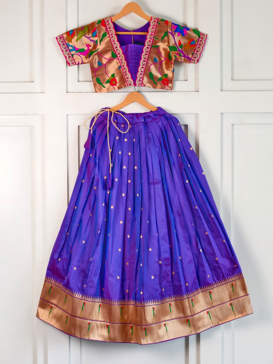 Beautiful Paithani Skirt Top Elegant zari-woven design Kids Lehangas TC2_3