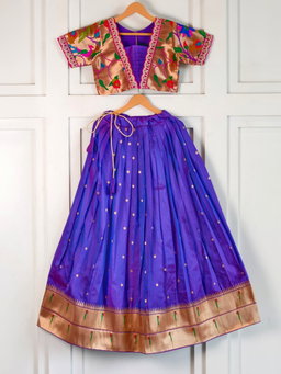 Beautiful Paithani Skirt Top Elegant zari-woven design Kids Lehangas TC2