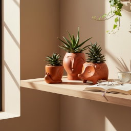 Handmade Clay Pot + Plant