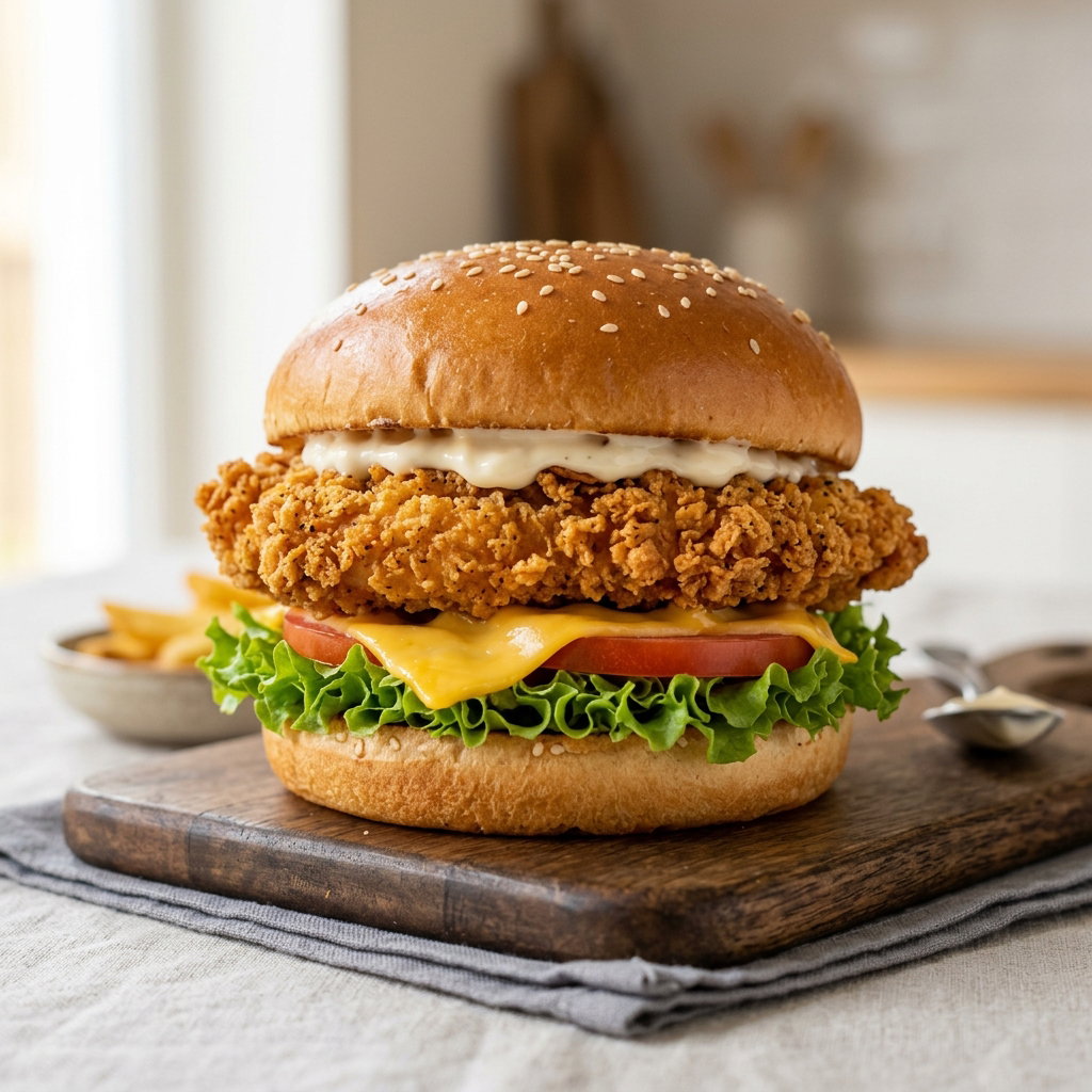 Crunchy chicken burger