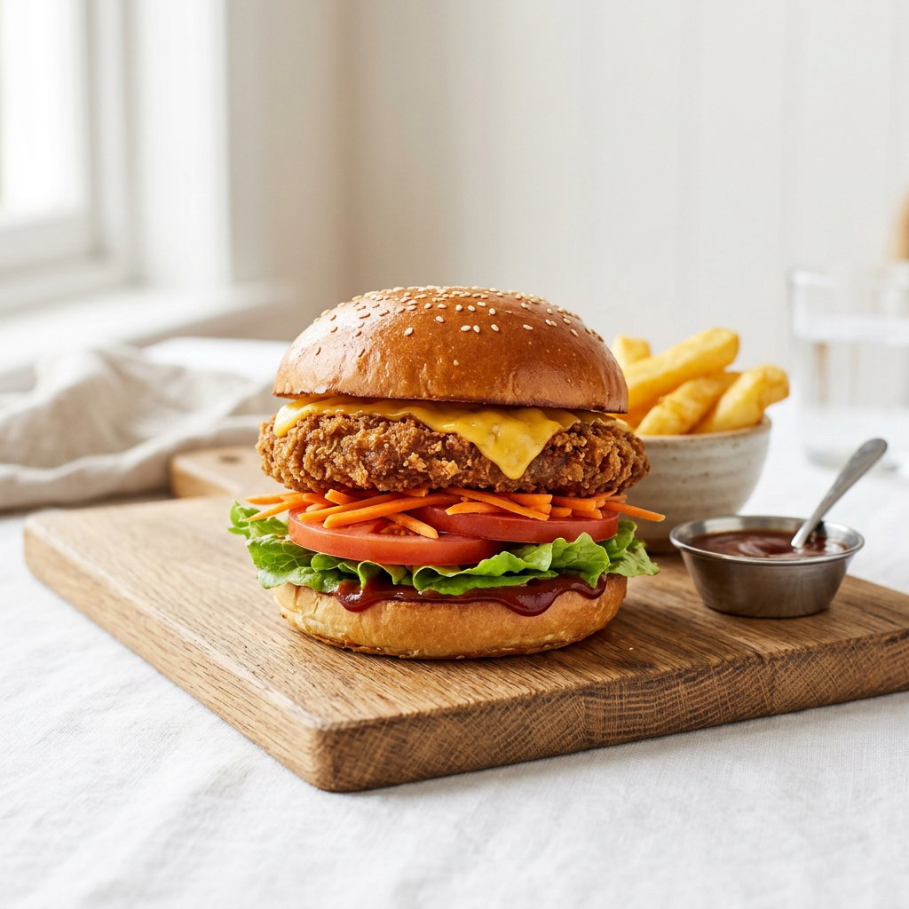 Crumbed steak burger