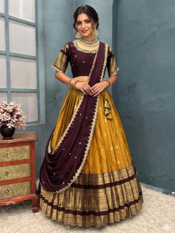 Fancy Kanjivaram Silk Lehenga (Stitched Blouse) STK 