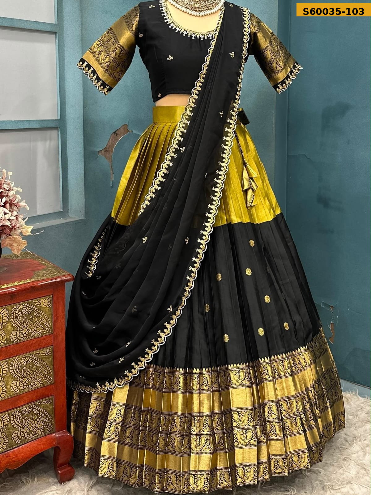 Fancy Kanjivaram Silk Lehenga (Stitched Blouse) STK _5