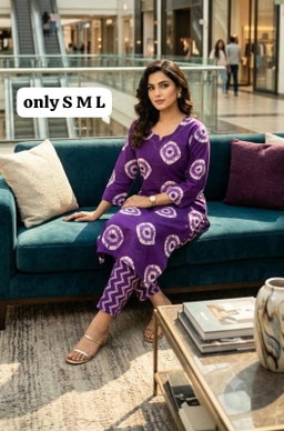 Pure Jaipuri Discharge Print Kurti Pant Set RS