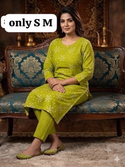 Pure Jaipuri Discharge Print Kurti Pant Set RS 