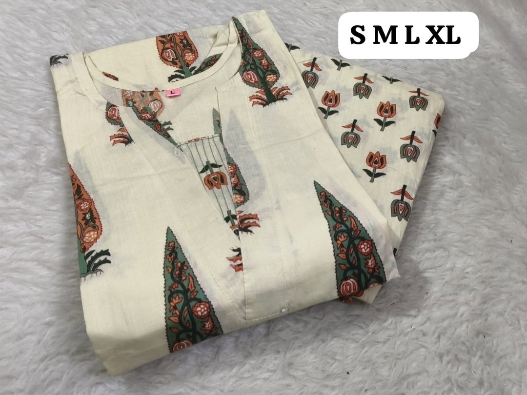 Pure Jaipuri Discharge Print Kurti Pant Set RS