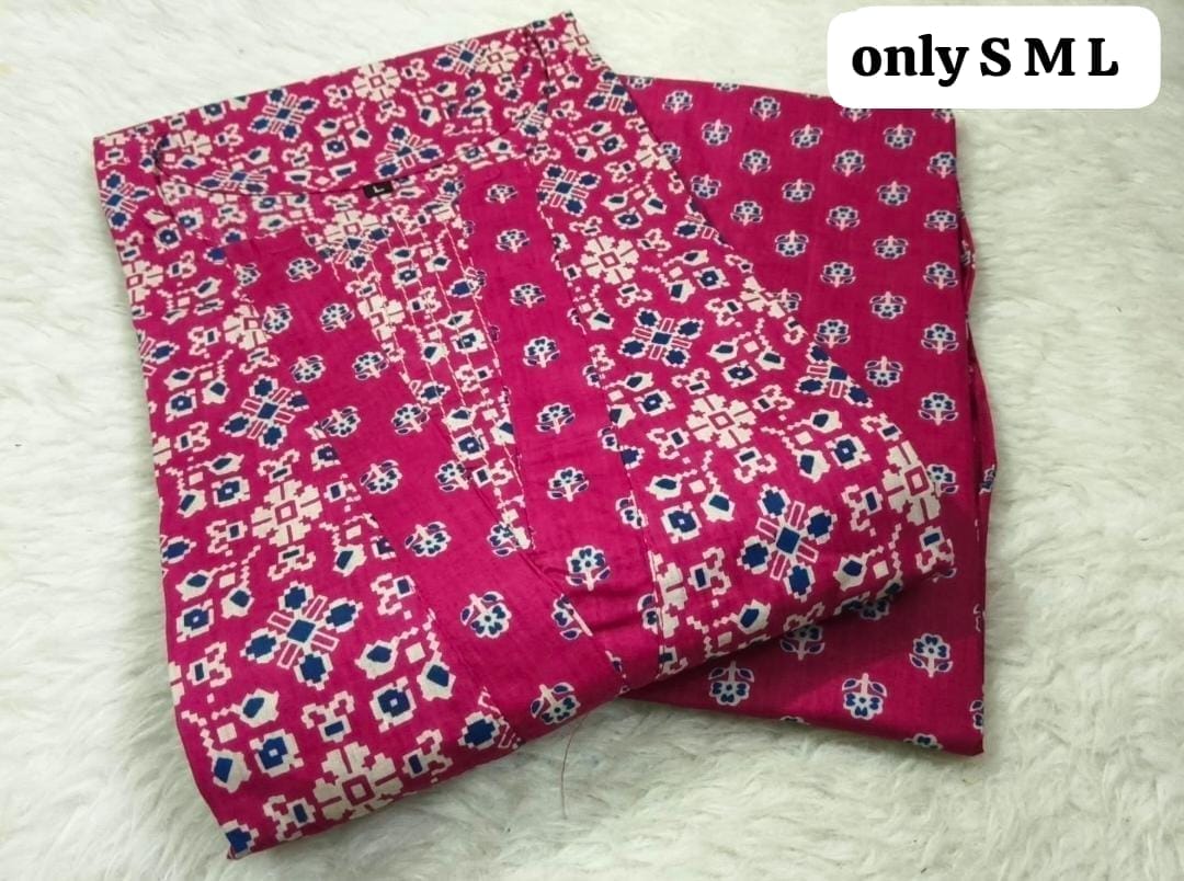 Pure Jaipuri Discharge Print Kurti Pant Set RS  _0