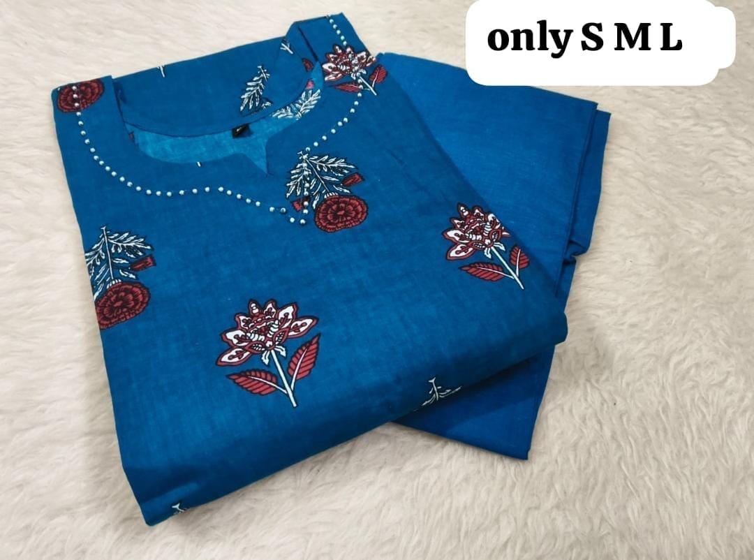 Pure Jaipuri Discharge Print Kurti Pant Set RS