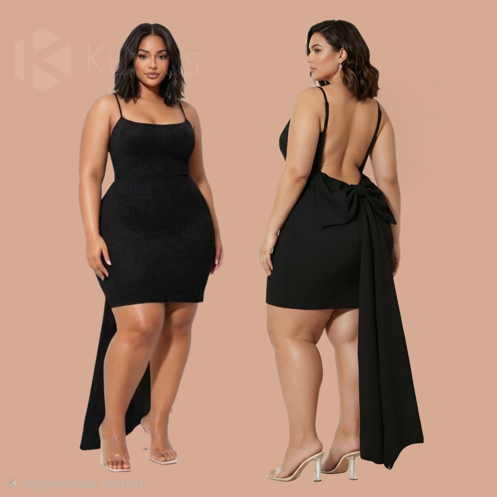 Vestido Curto Justo com Cauda Removível e Laço nas Costas_0
