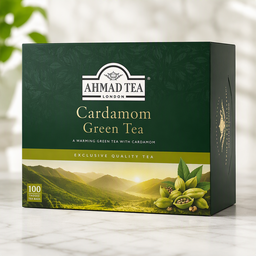 Ahmad Cardamom Green Tea, Tagged Bags - 100 ct