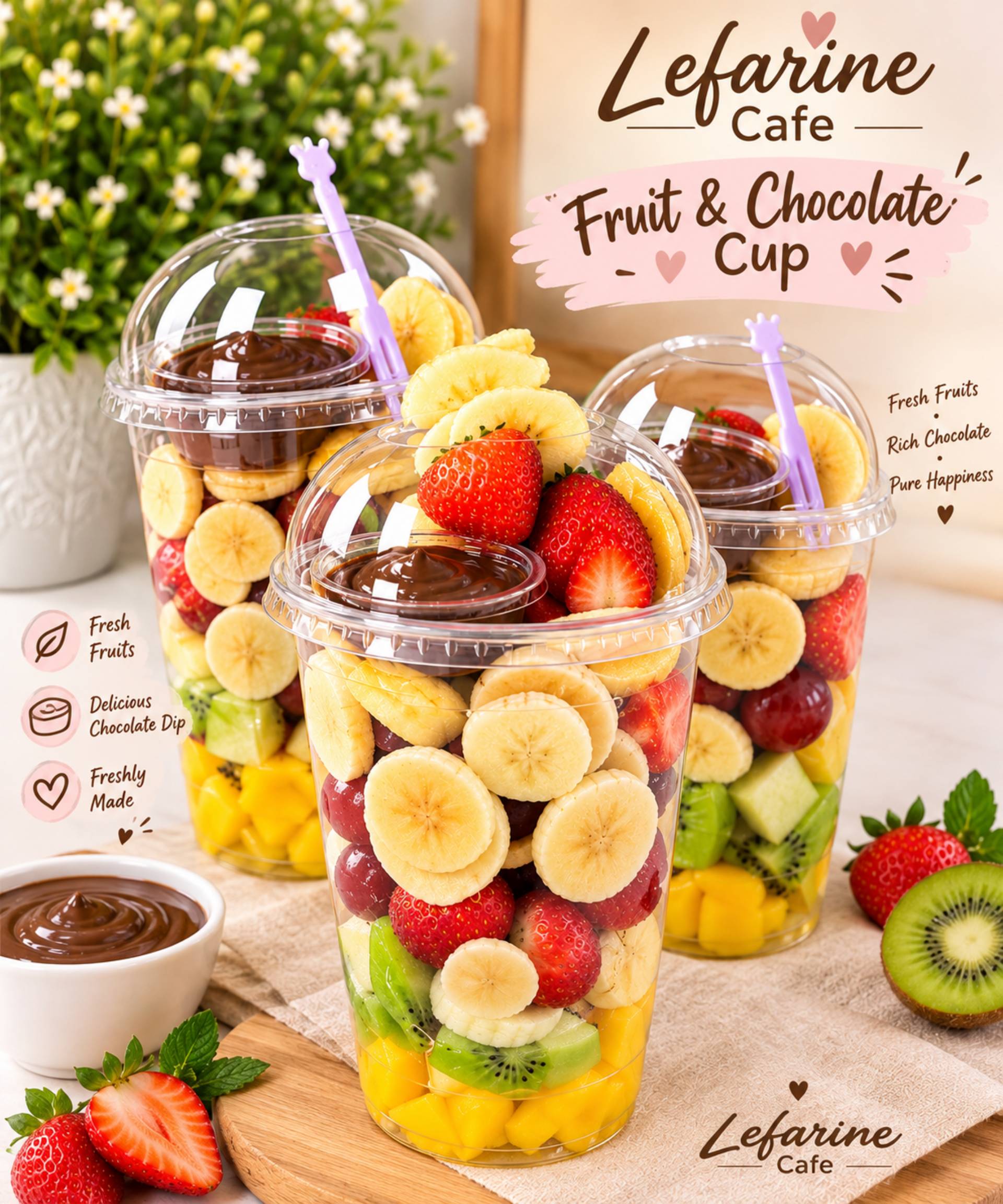 Lefarine fruit and chocolate cup