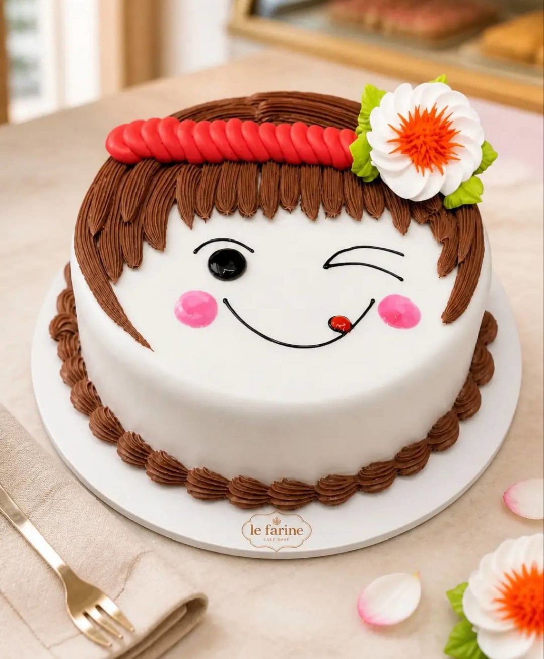 Doll cake with red headband half kg