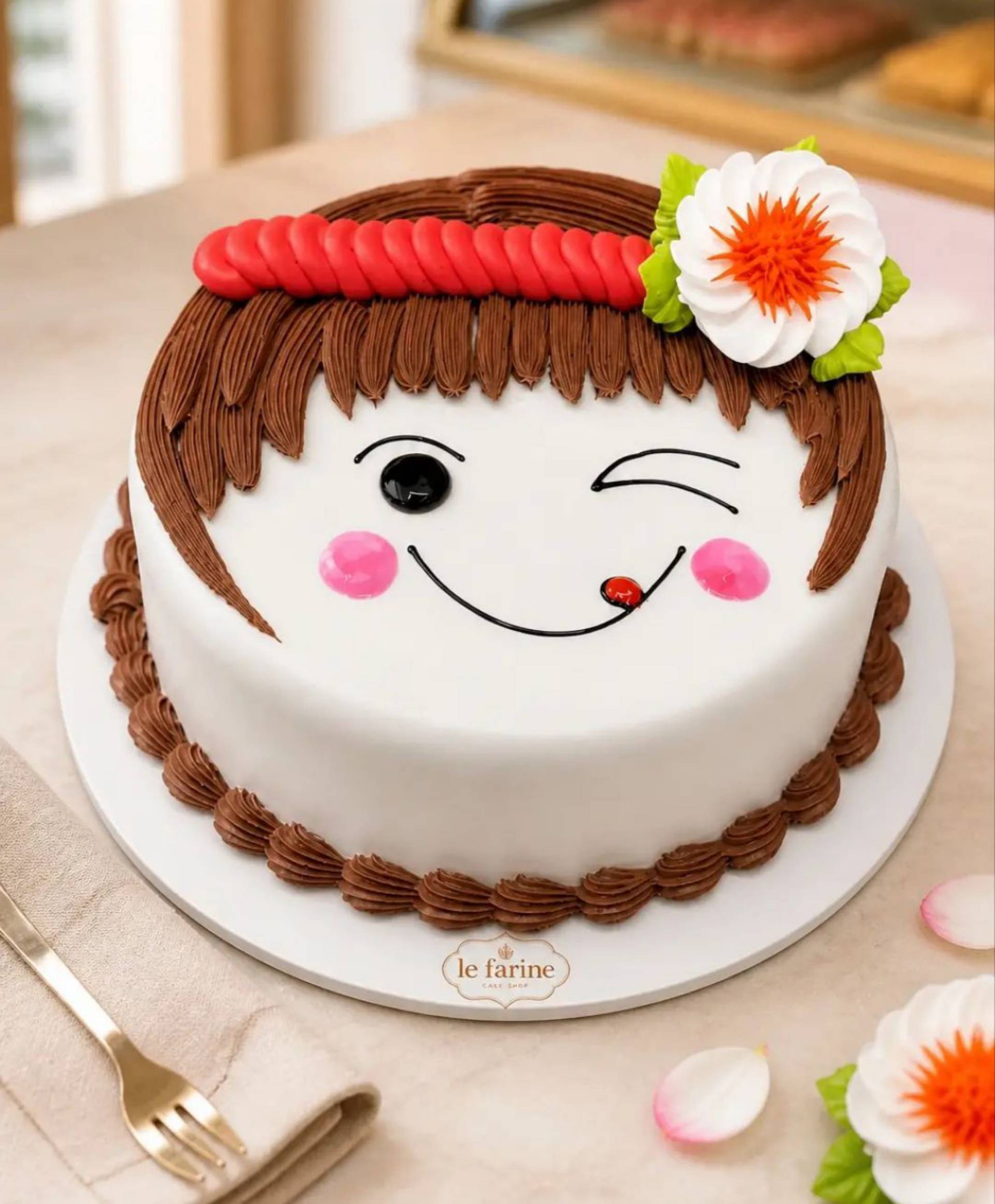 Doll cake with red headband half kg_0