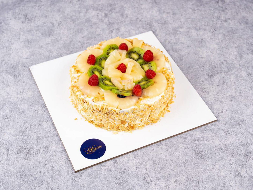 Pineapple and mix fruit custard cake