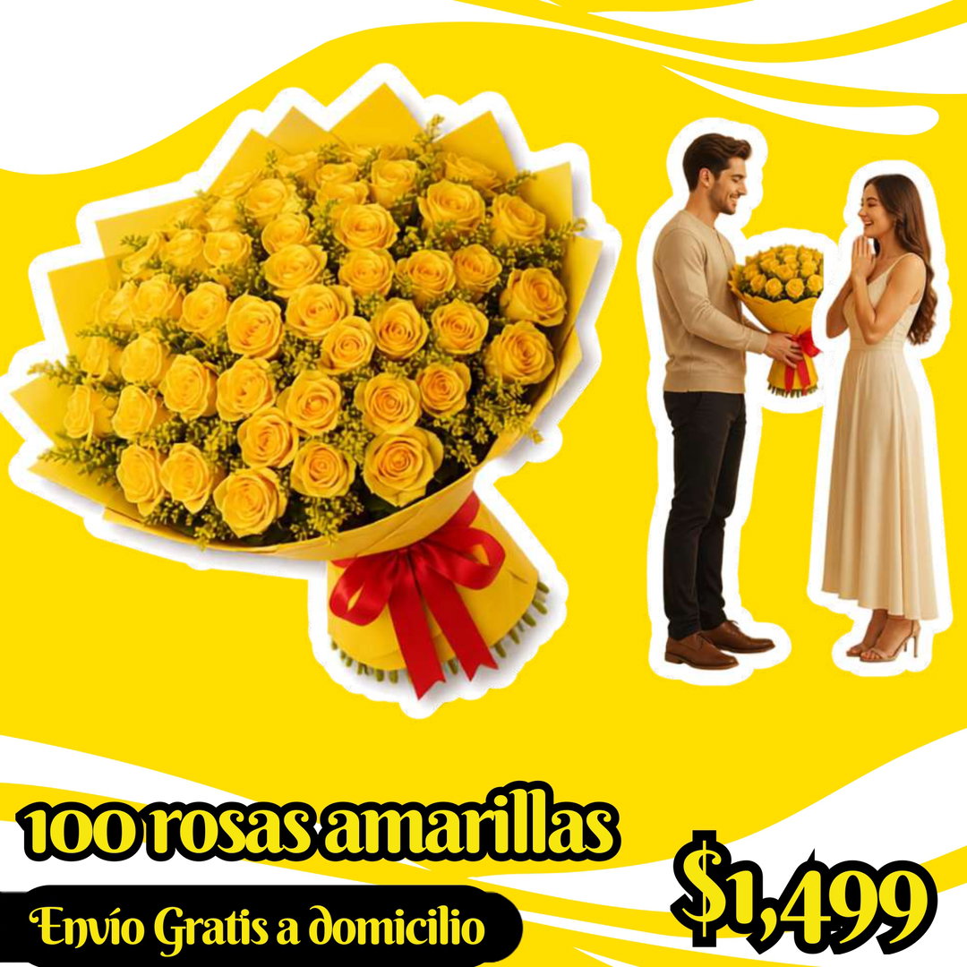 100 rosas amarillas