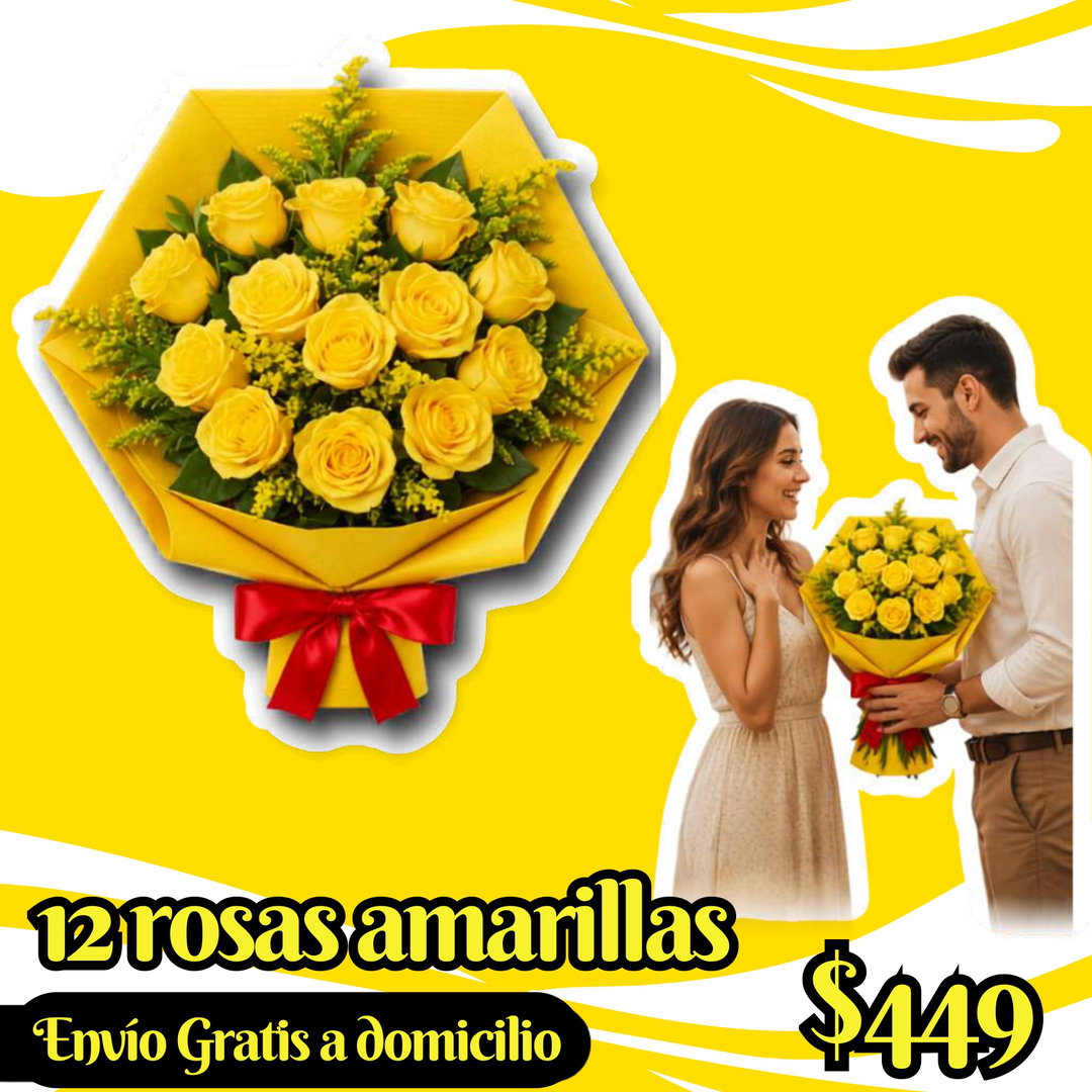 12 rosas amarillas