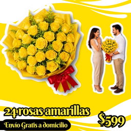24 rosas amarillas