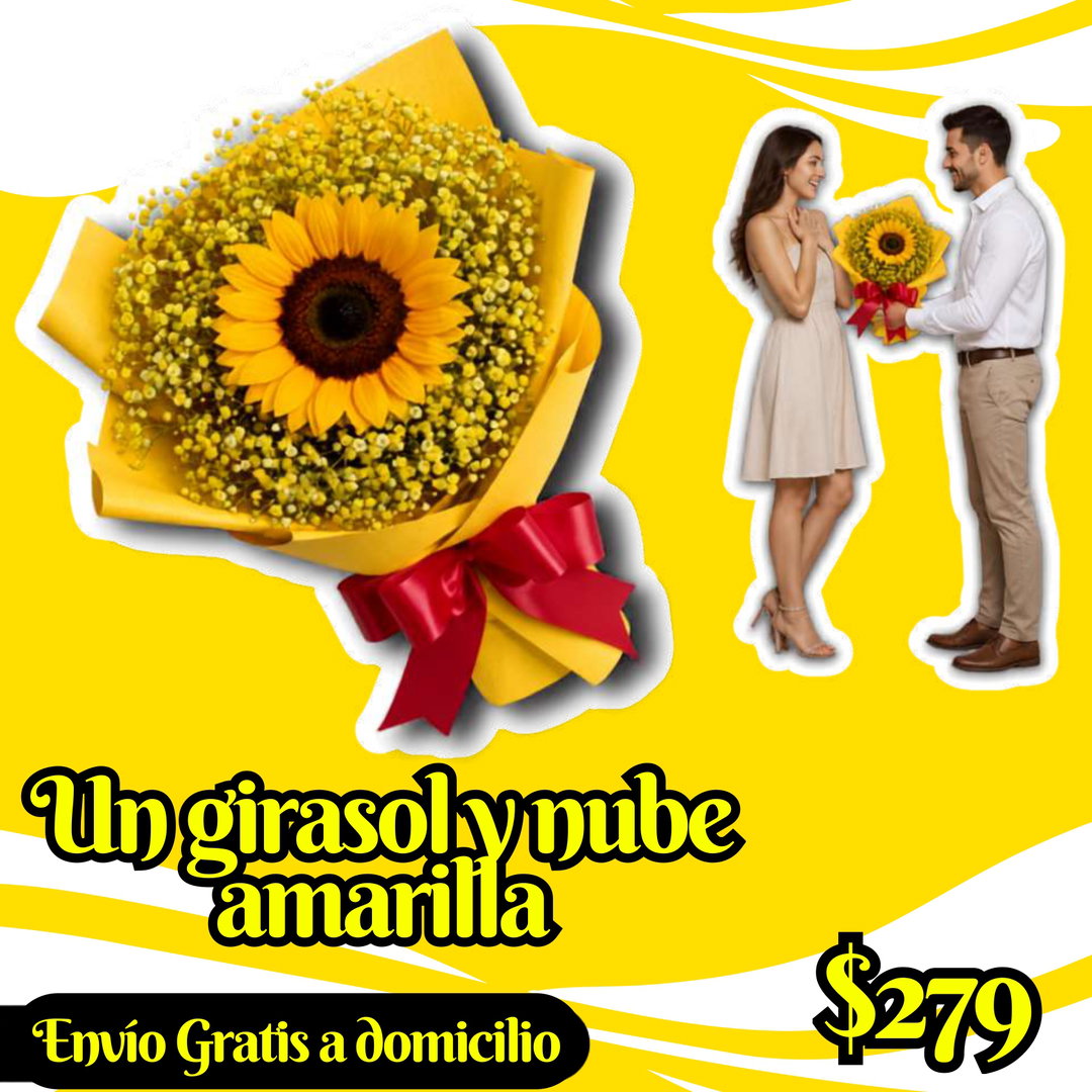 Un girasol y nube amarilla