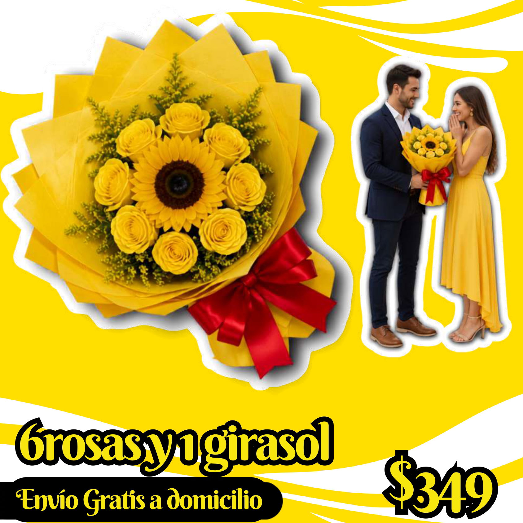 6 rosas y 1 girasol_0