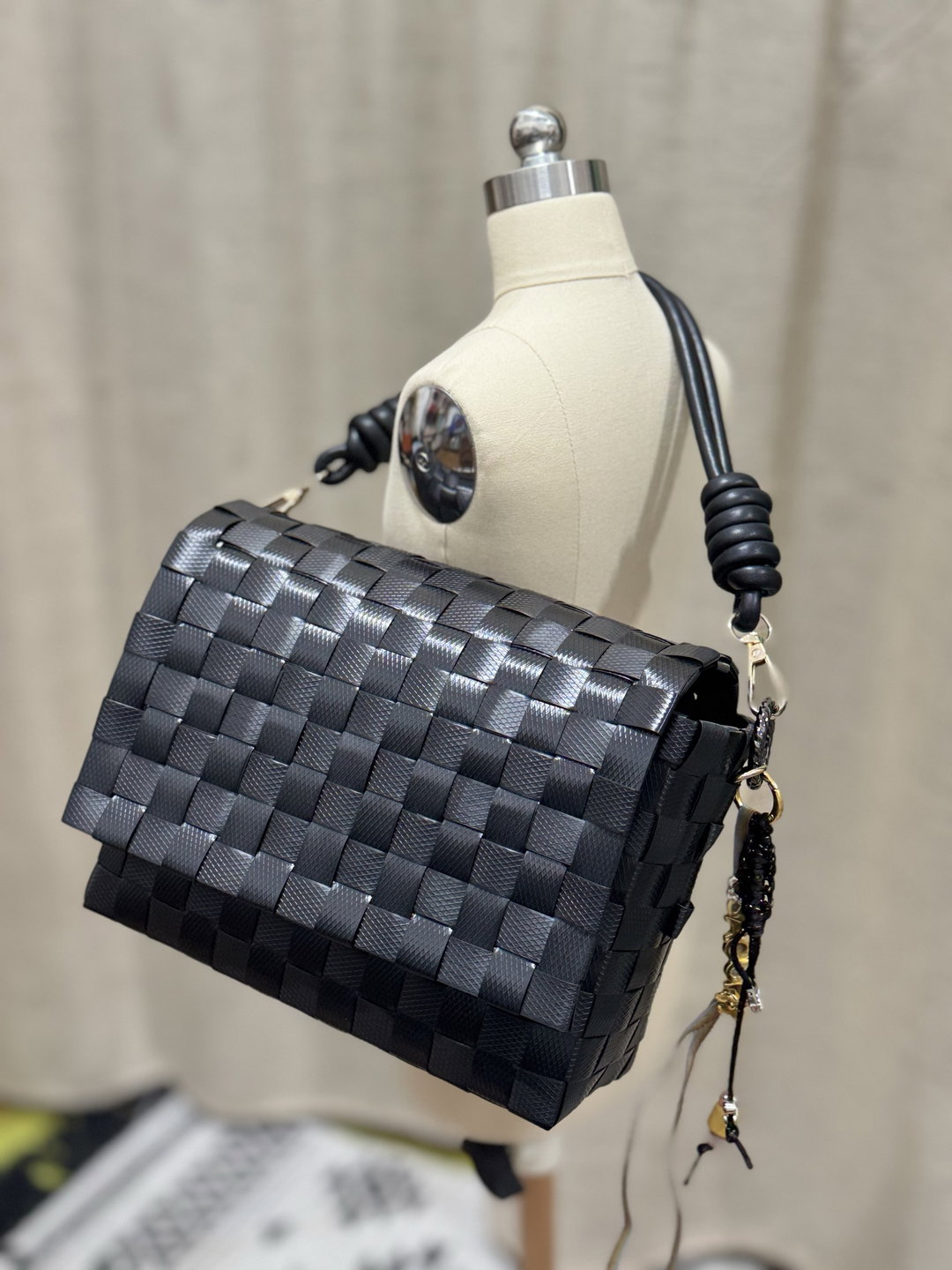 Saouf Handwoven Handbag, Black