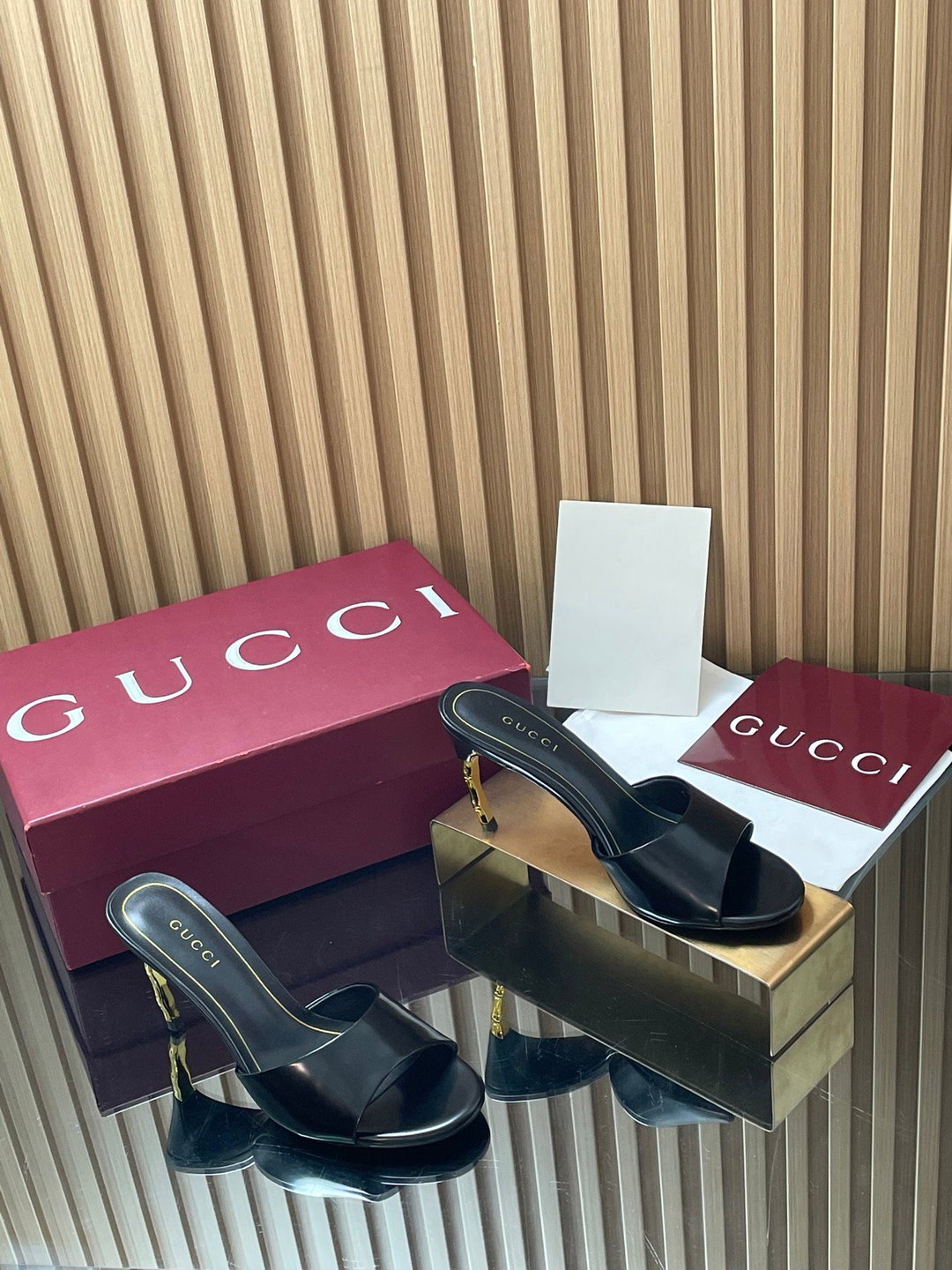 Slippers 301 Gucci purchasing grade 2026 Fashion Show Summer New Collection Wrist ankle strap high heels Electroplated metal fine heel sandals Gucci bamboo and sandals The latest high-heeled sandals w