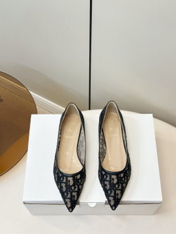 Toer versionDior Dior Oblique Mesh D-Embroidered Flat Bottom ted Single Shoe  Dior Oblique mesh embroidered high heels, classic floral mesh embroidery+sheen edging sing, elegant an