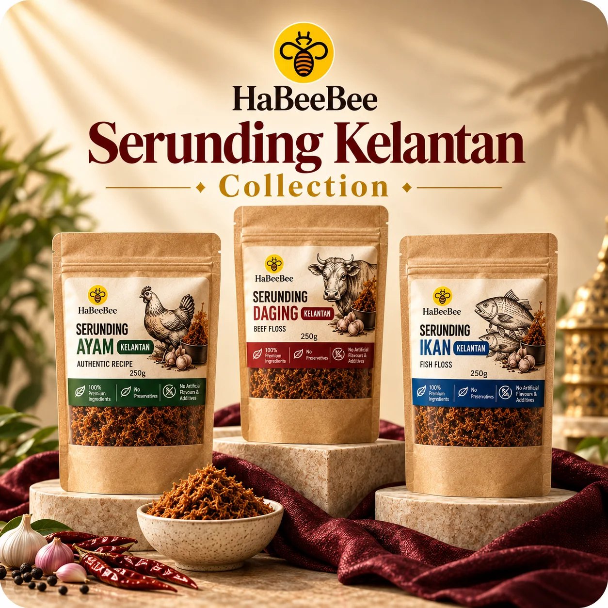HaBeeBee Kelantan Serunding Collection - Three authentic flavours. One timeless tradition._0