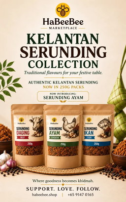 HaBeeBee Kelantan Serunding Collection - Three authentic flavours. One timeless tradition.