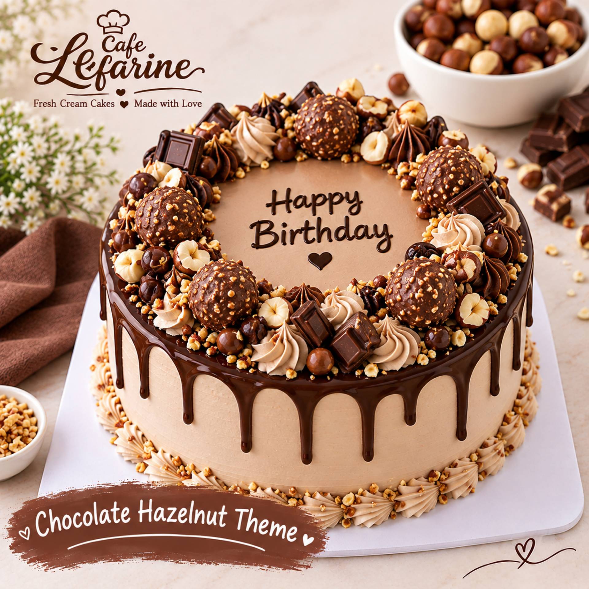 Chocolate Huzelnut theme cake (half kg and 1kg)_0