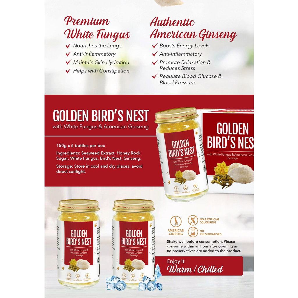 Golden Bird's Nest with White Fungus & American Ginseng Beverage - 150g x 24 bot_2