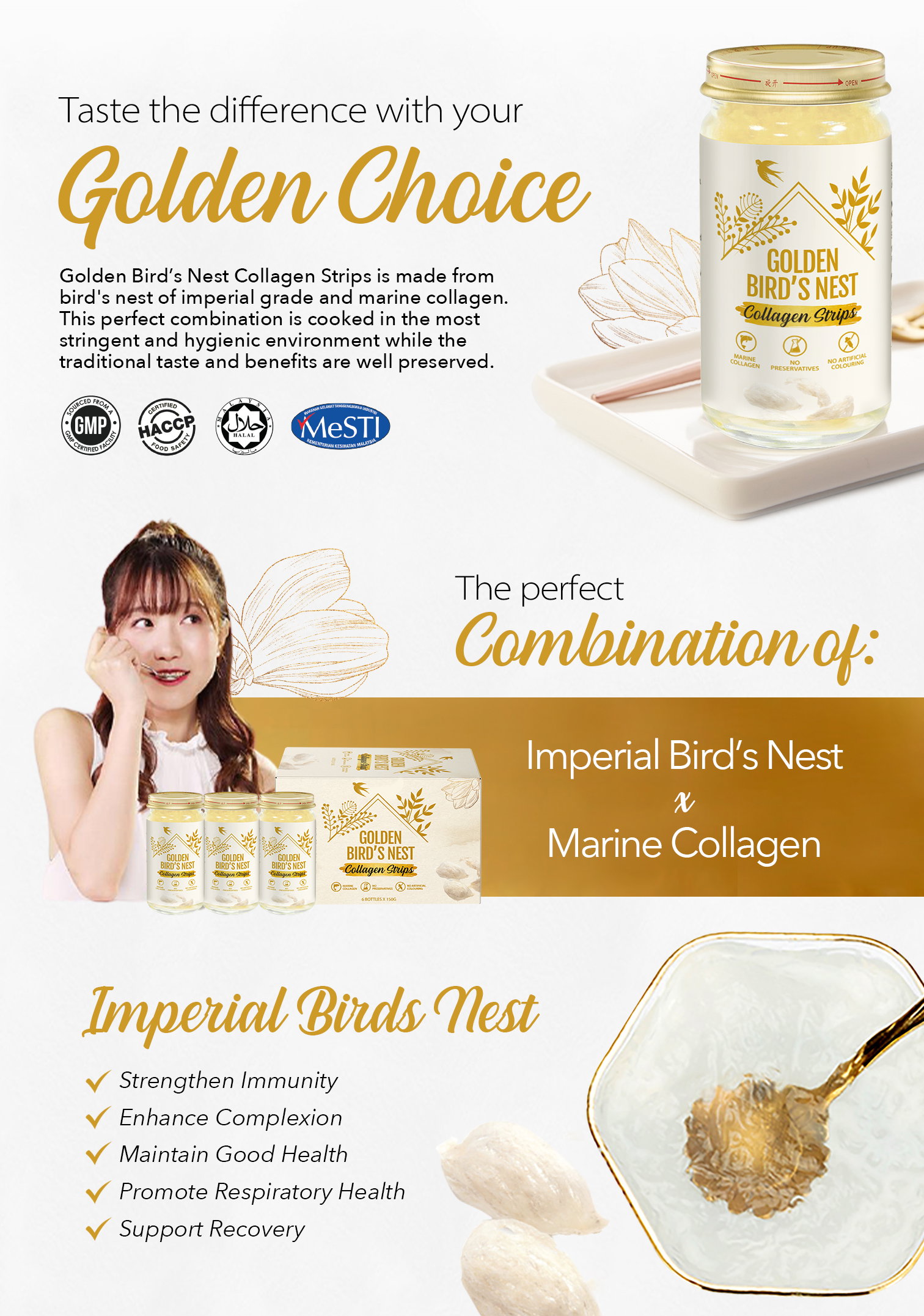 Golden Bird Nest With Collagen Strips - 150g x 24 Bottle_1
