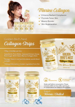 Golden Bird Nest With Collagen Strips - 150g x 24 Bottle