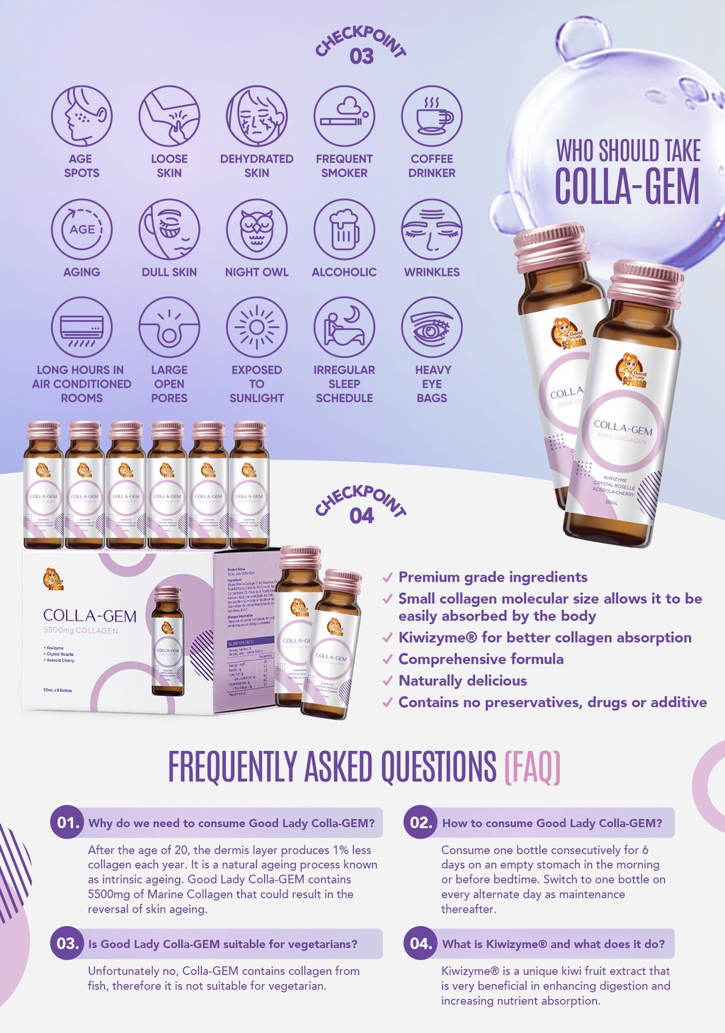 Good Lady Colla-Gem - Premium Marine Collagen Peptide (5500mg) (16 Bottle x 50ml)_2