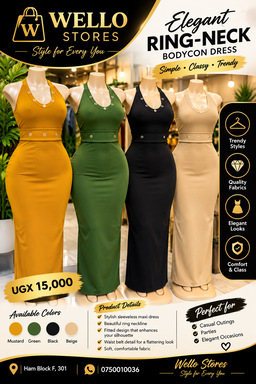 Elegant Ring-Neck Bodycon Dress