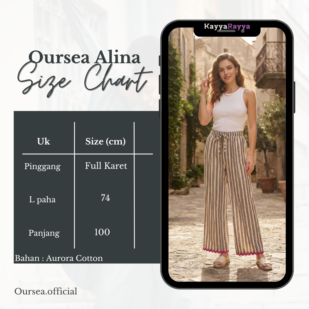 Oursea Alina Kulot Cotton Aurora | Celana Wanita Kulot bahan Katun Aurora Premium 