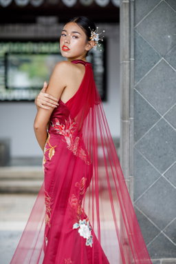 Burgundy Phoenix Cheongsam