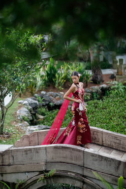 Burgundy Phoenix Cheongsam