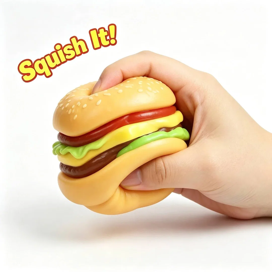 Hamburger NeeDoh Nice Cube Squishy