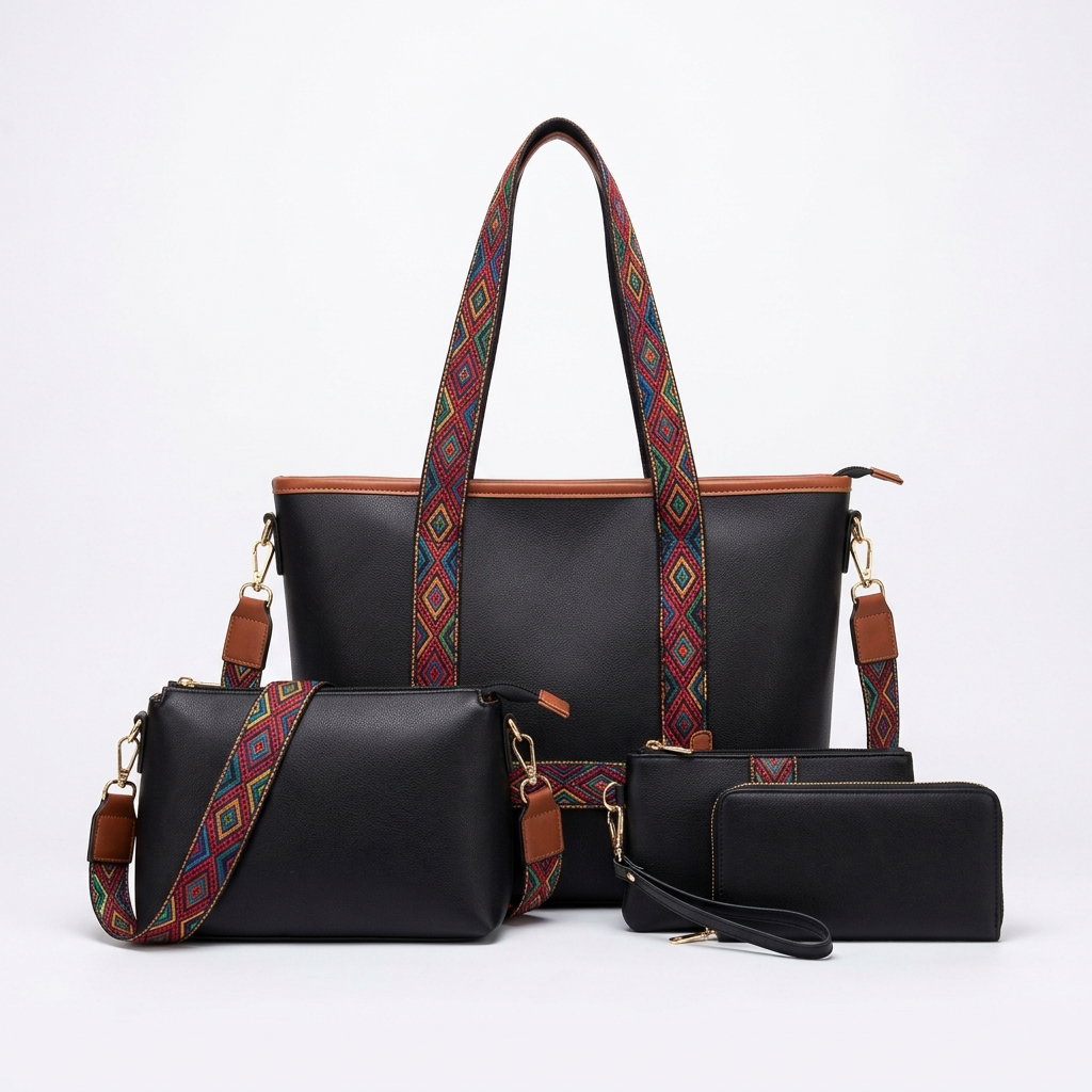 4 PCS Sacs à Main Pour Femmes Sac à Bandoulière Unique Portefeuille
