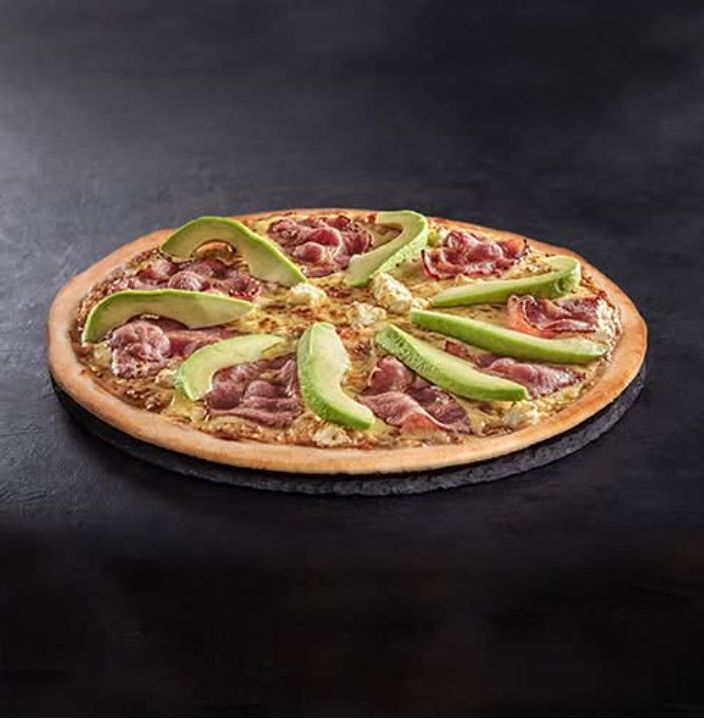 Bacon+ Avo and feta pizza