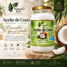 Aceite de Coco extra Virgen Orgánico, Extraído en Frio