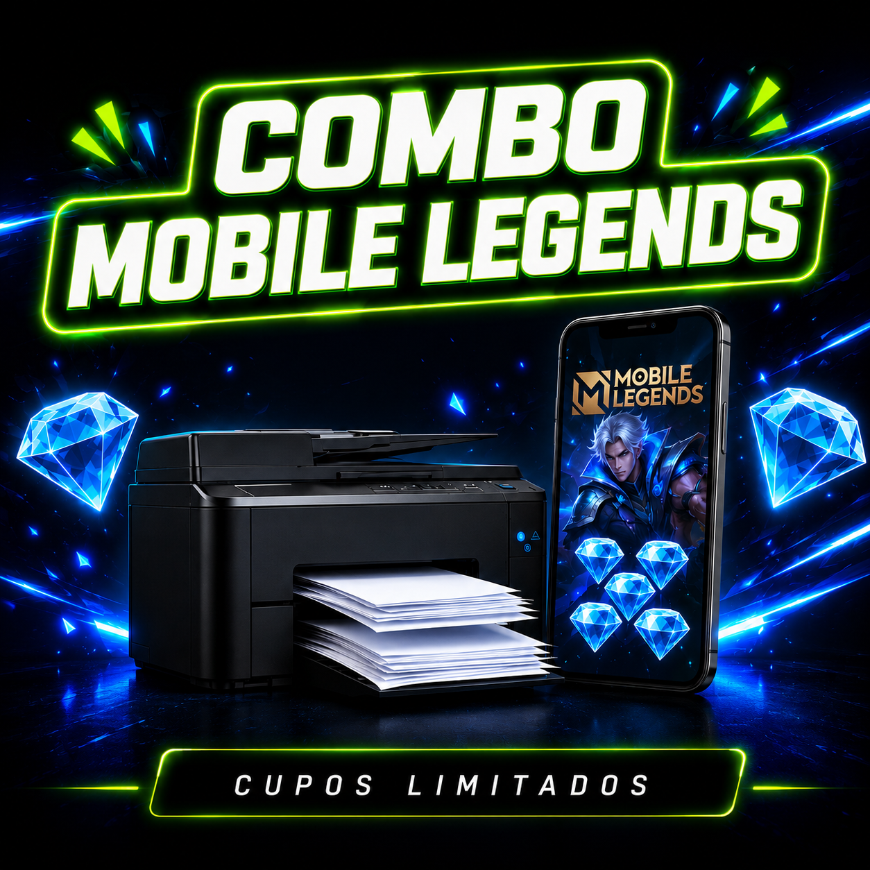 Combo Gamer MLBB 🎮⚔️ (Impresiones + Diamantes)