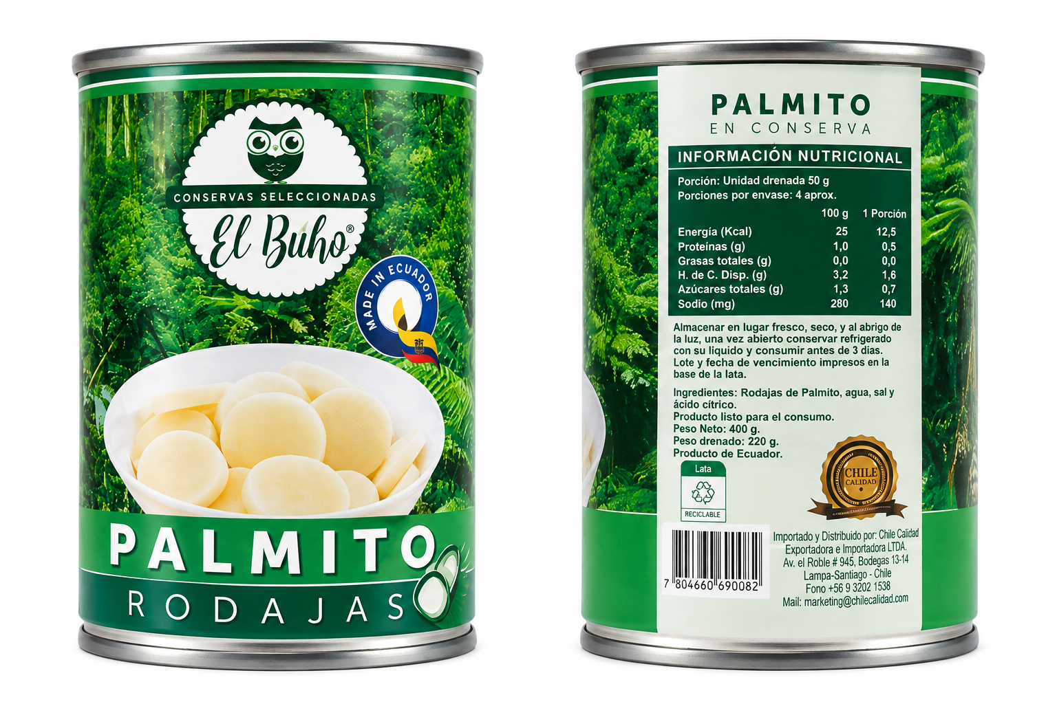 🌴 Palmito en Rodajas El Búho 400 g_0