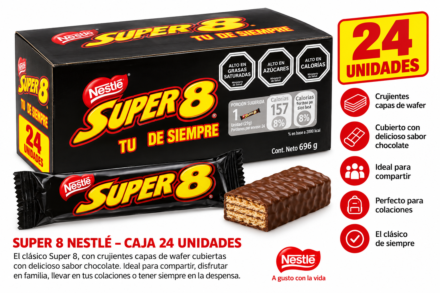 🍫 Super 8 Nestlé – Caja 24 unidades